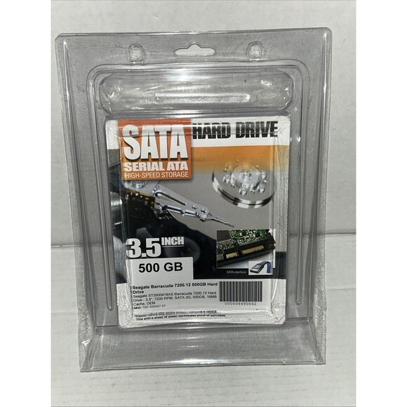 Seagate Barracuda 7200.12 500 GB, Internal, 7200 RPM, 3.5" (ST3500418AS) HDD NEW - Picture 1 of 4